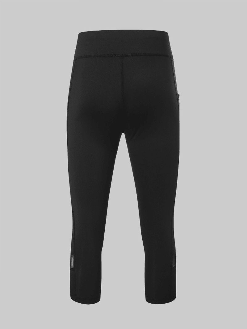 Dames Mesh Patchwork Bodycon Cropped Yoga Sportlegging Met Zakken