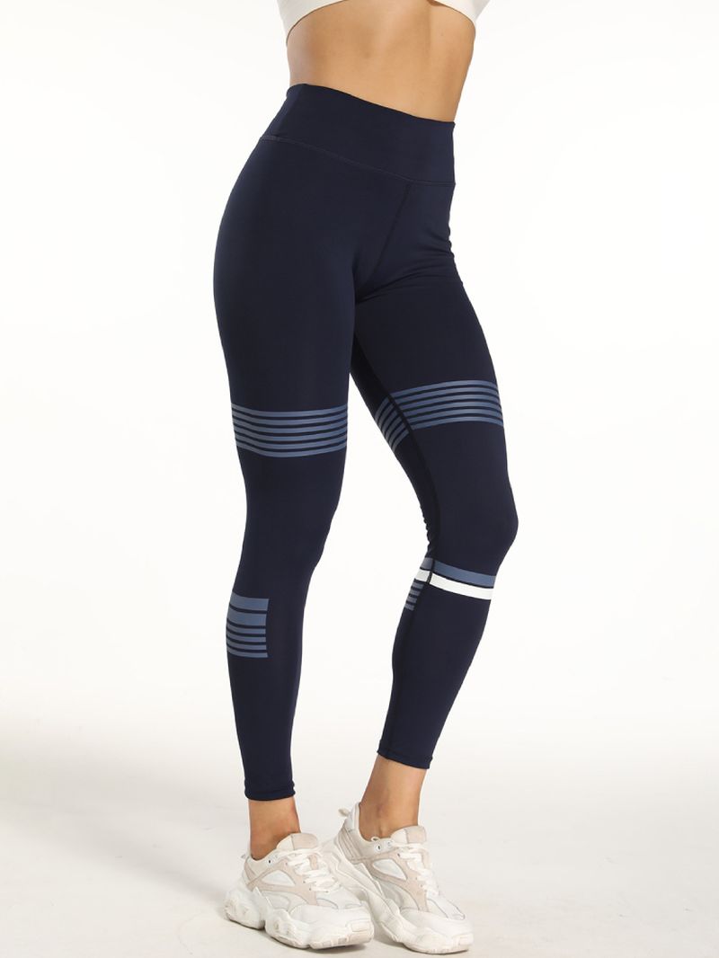 Dames Yoga Running Gestreepte Hoge Taille Stretch Slim Sport Leggings