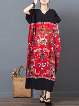 Maxi-jurken Met Patchwork In Volksstijl Met Print