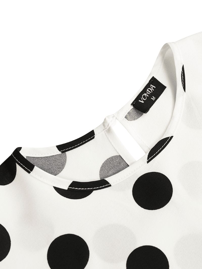 Dames Polka Dot Print Plooiende Casual Jurk