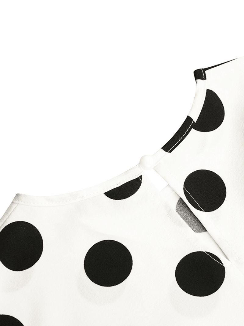 Dames Polka Dot Print Plooiende Casual Jurk