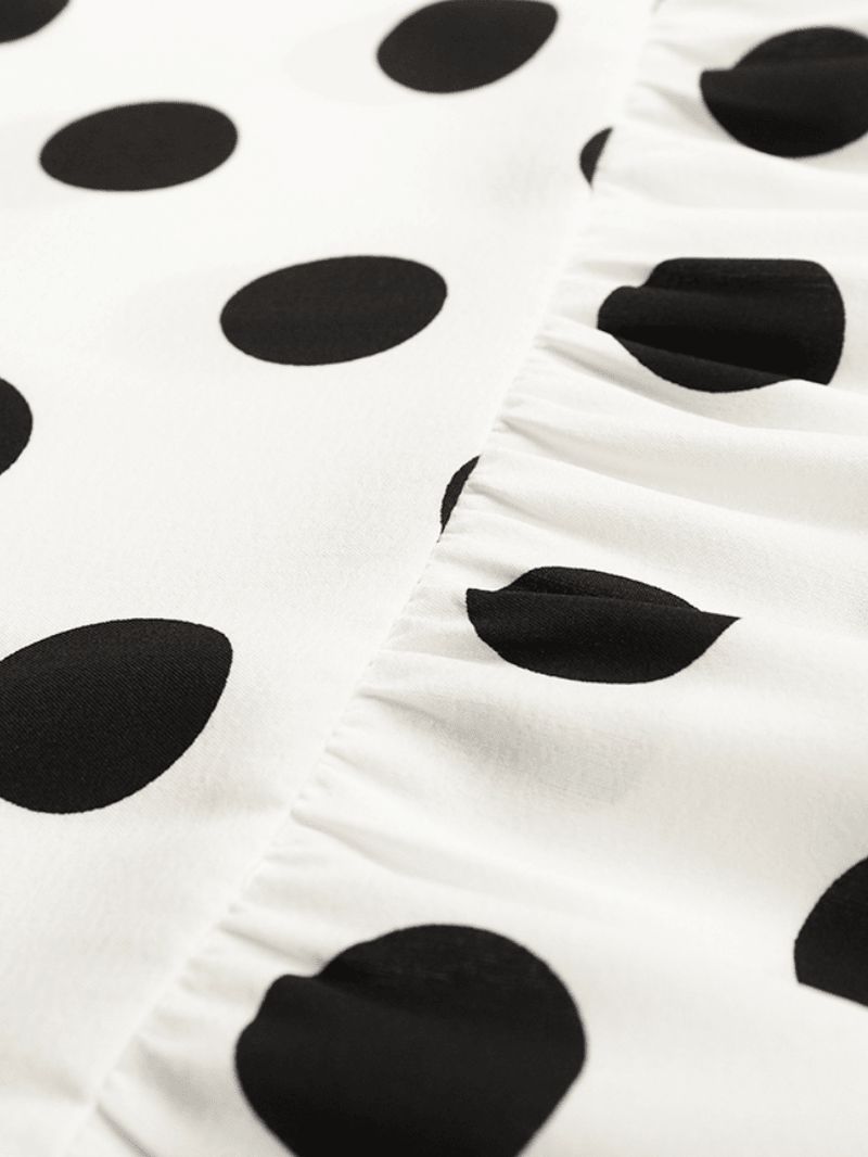 Dames Polka Dot Print Plooiende Casual Jurk