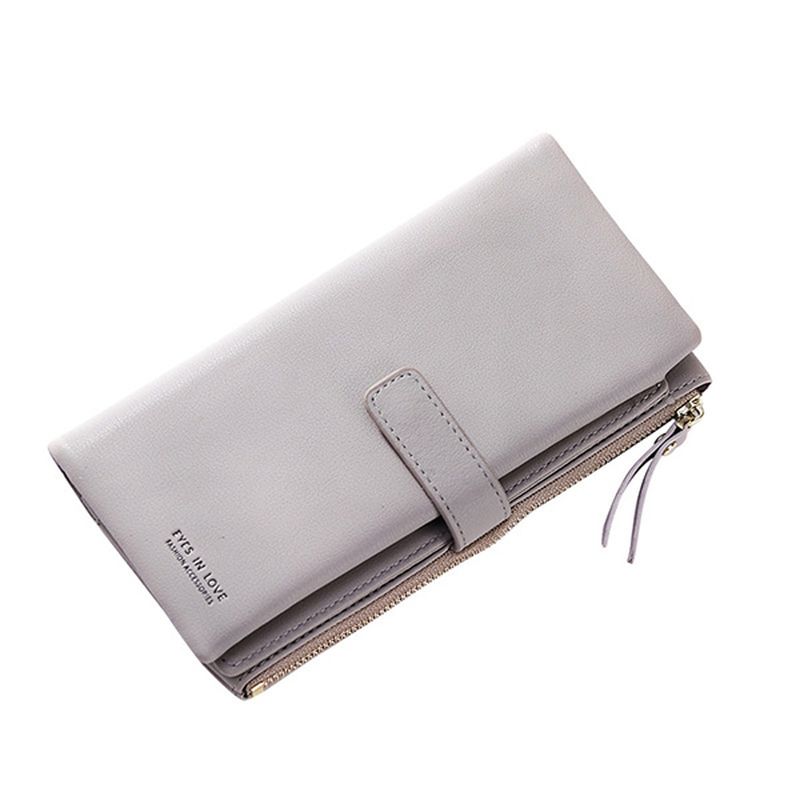 Dames Kunstleer Tri-fold 22 Card Slot Portemonnee Casual Solide Telefoon Portemonnee Lange Portemonnee