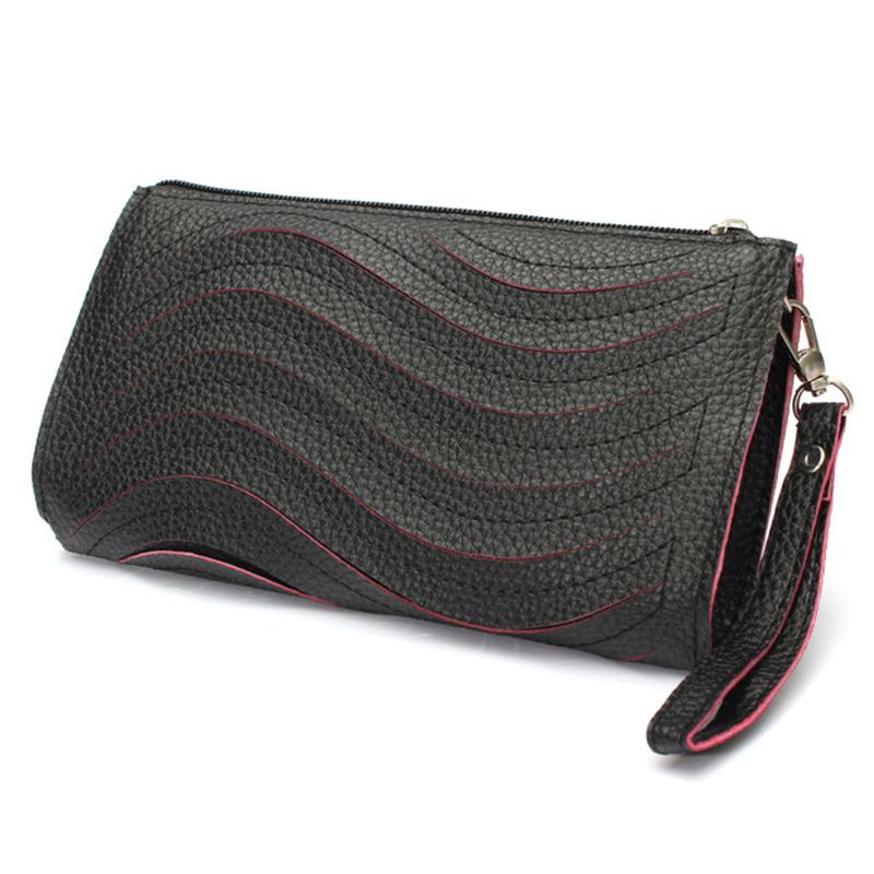 Dames Pu Handtas Wave Enkele Schouder Cross Body Tas Pols Clutch Portemonnee