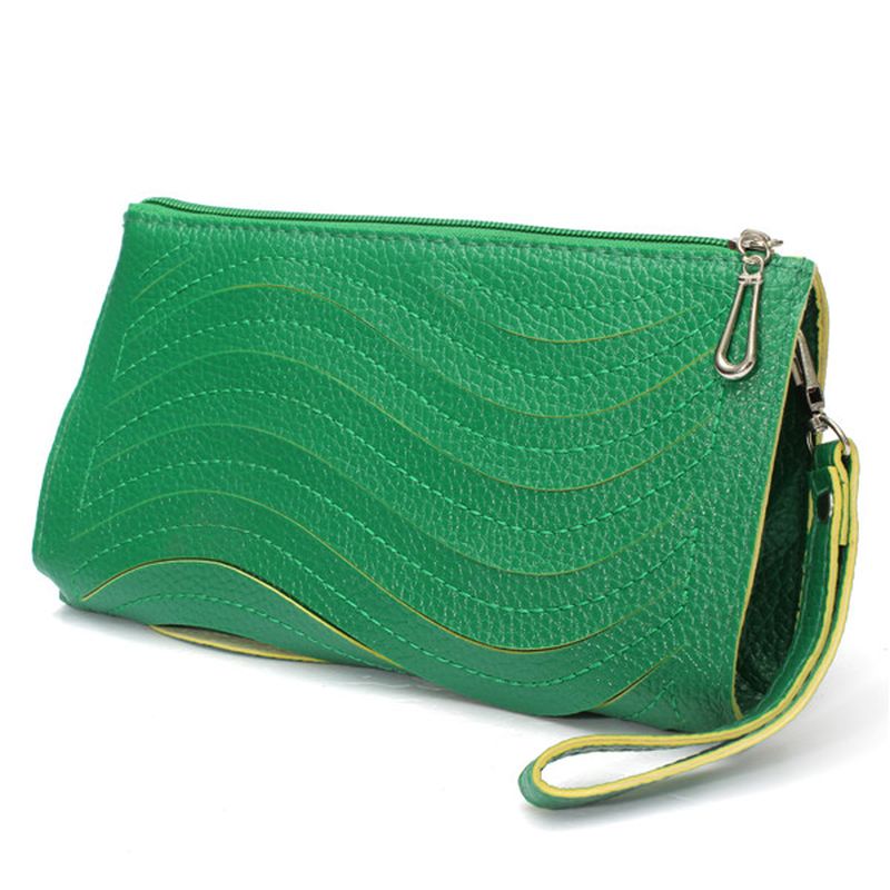 Dames Pu Handtas Wave Enkele Schouder Cross Body Tas Pols Clutch Portemonnee