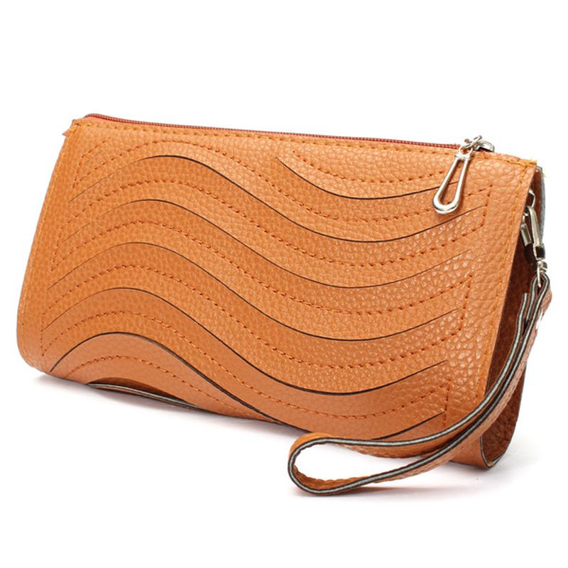 Dames Pu Handtas Wave Enkele Schouder Cross Body Tas Pols Clutch Portemonnee