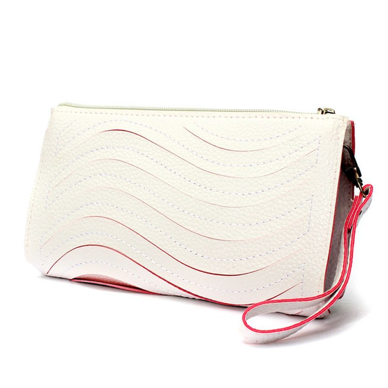 Dames Pu Handtas Wave Enkele Schouder Cross Body Tas Pols Clutch Portemonnee