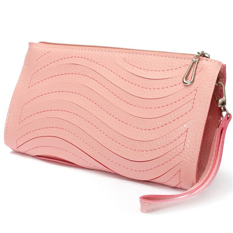 Dames Pu Handtas Wave Enkele Schouder Cross Body Tas Pols Clutch Portemonnee