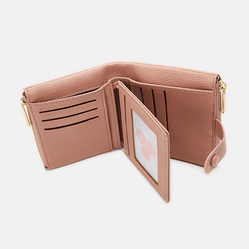 Dames Pu Lederen Handtas Met Meerdere Sleuven Korte Portemonnee Clutch Portemonnee