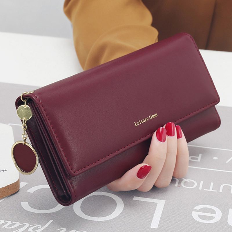 Damesmode Telefoontas Kunstleer Multifunctionele Lange Portemonnee 9 Kaartsleuven Clutch Bag