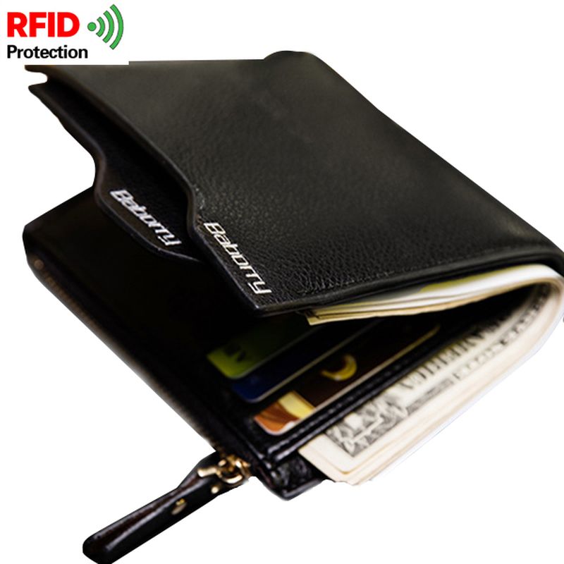 Heren Anti-diefstal Blokkerende Veilige Portemonnee 6 Kaartsleuven Beschermende Korte Portemonnee