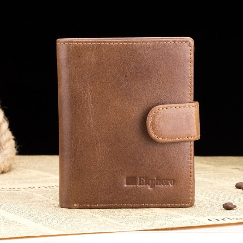 Mannen Bifold Korte Portemonnee Vintage Lederen Multi-card Slot Kaarthouder Hasp Coin Bag