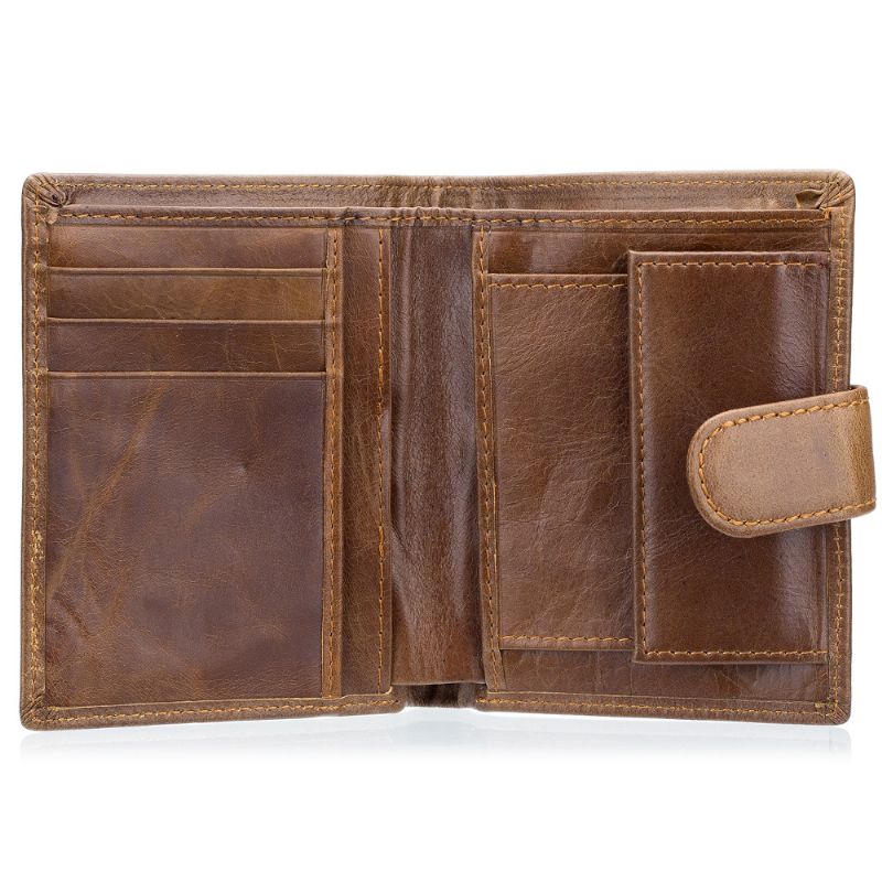 Mannen Bifold Korte Portemonnee Vintage Lederen Multi-card Slot Kaarthouder Hasp Coin Bag