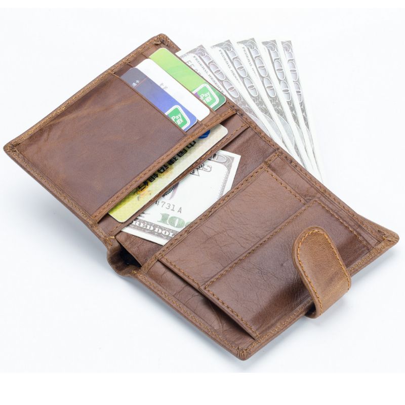 Mannen Bifold Korte Portemonnee Vintage Lederen Multi-card Slot Kaarthouder Hasp Coin Bag