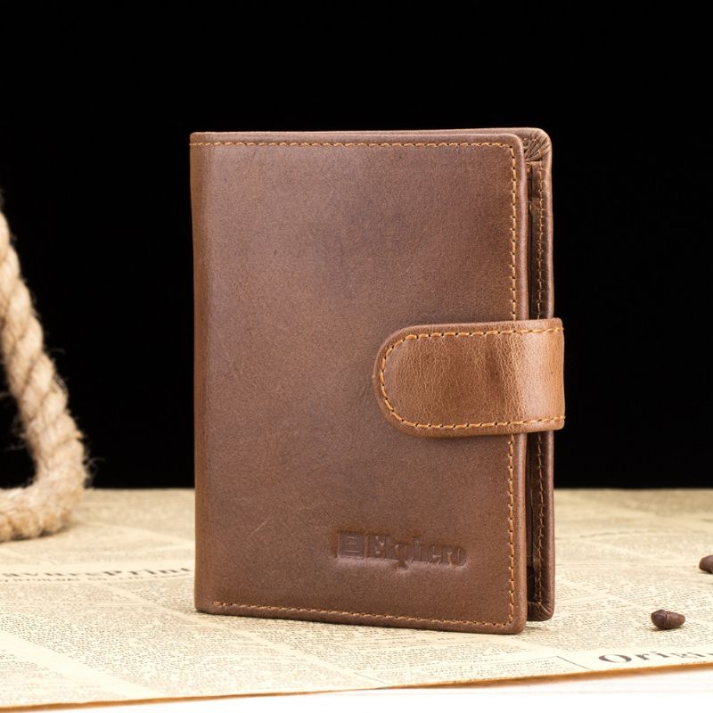 Mannen Bifold Korte Portemonnee Vintage Lederen Multi-card Slot Kaarthouder Hasp Coin Bag