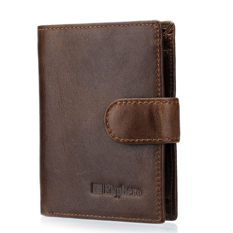 Mannen Bifold Korte Portemonnee Vintage Lederen Multi-card Slot Kaarthouder Hasp Coin Bag