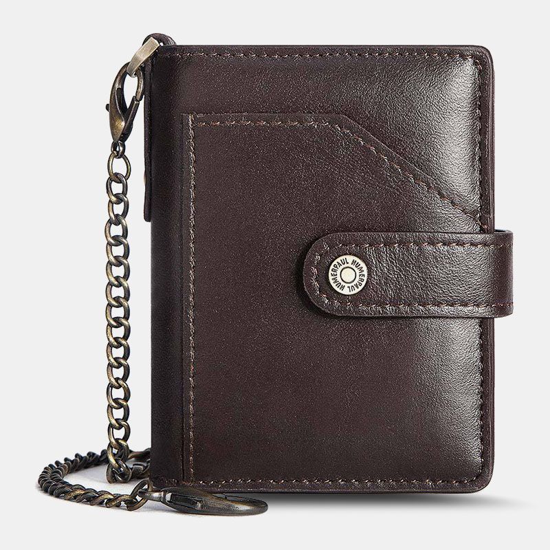 Mannen Bifold Short Blocking Antimagnetische Portemonnee Eerste Laag Koeienhuid 9 Card Slot Kaarthouder Geld Clip