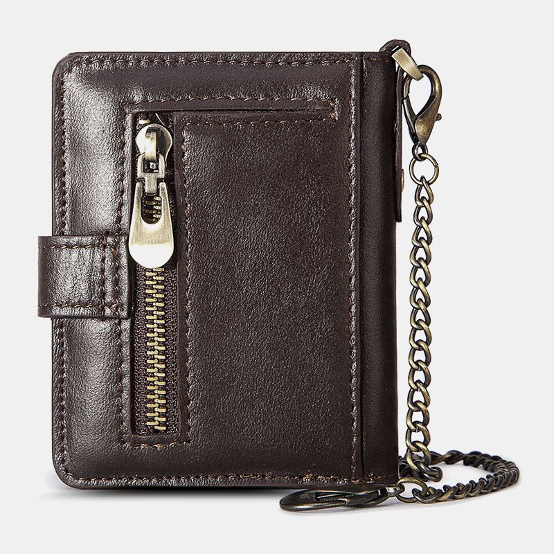 Mannen Bifold Short Blocking Antimagnetische Portemonnee Eerste Laag Koeienhuid 9 Card Slot Kaarthouder Geld Clip