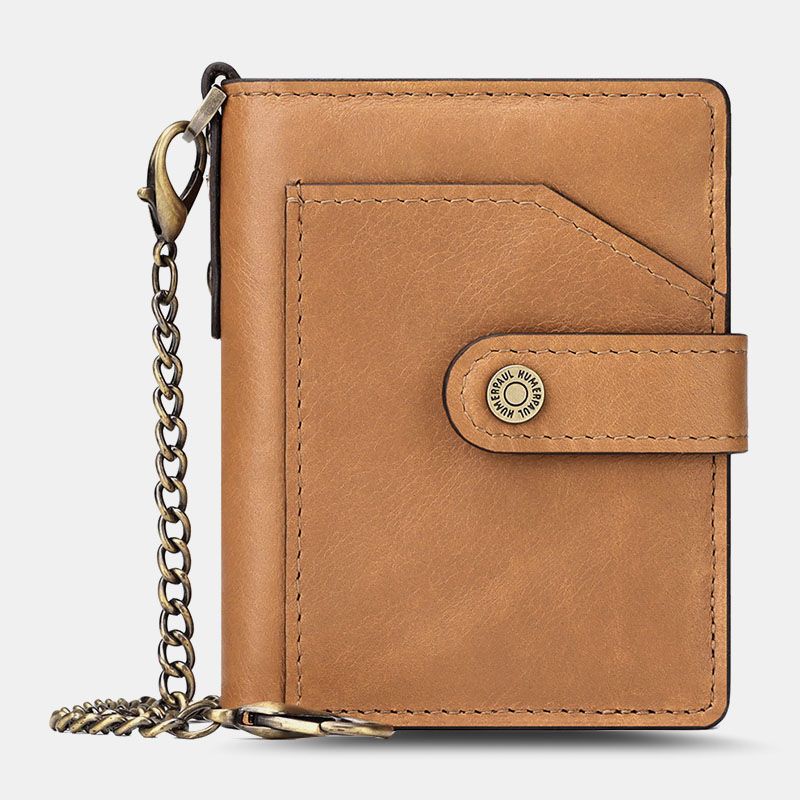 Mannen Bifold Short Blocking Antimagnetische Portemonnee Eerste Laag Koeienhuid 9 Card Slot Kaarthouder Geld Clip