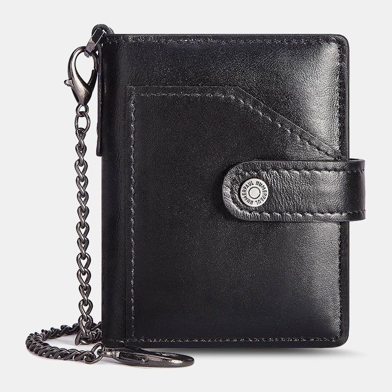 Mannen Bifold Short Blocking Antimagnetische Portemonnee Eerste Laag Koeienhuid 9 Card Slot Kaarthouder Geld Clip