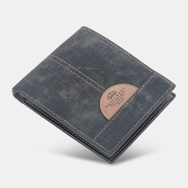 Mannen Dunne Bifold Denim Patroon Pu Lederen Portemonnee Multi-card Slot Kaarthouder Grote Capaciteit Portemonnee