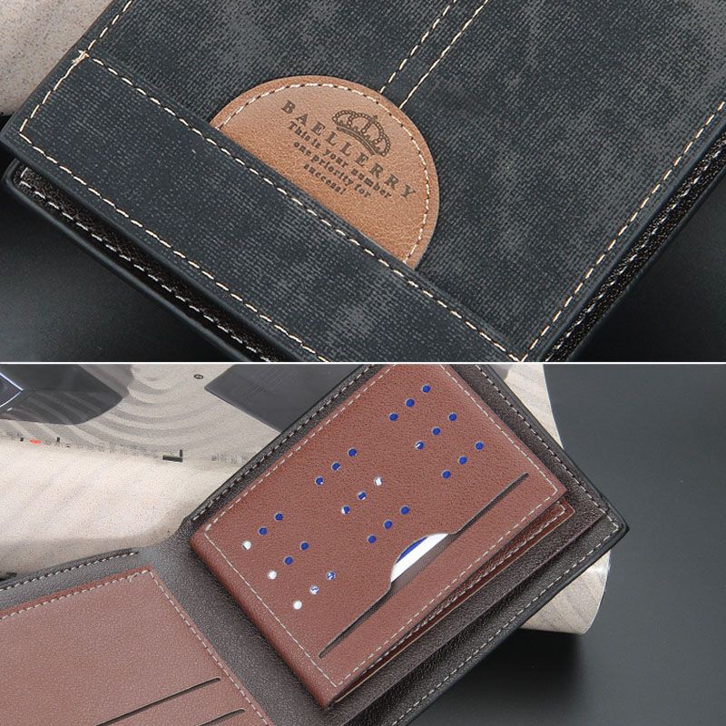 Mannen Dunne Bifold Denim Patroon Pu Lederen Portemonnee Multi-card Slot Kaarthouder Grote Capaciteit Portemonnee