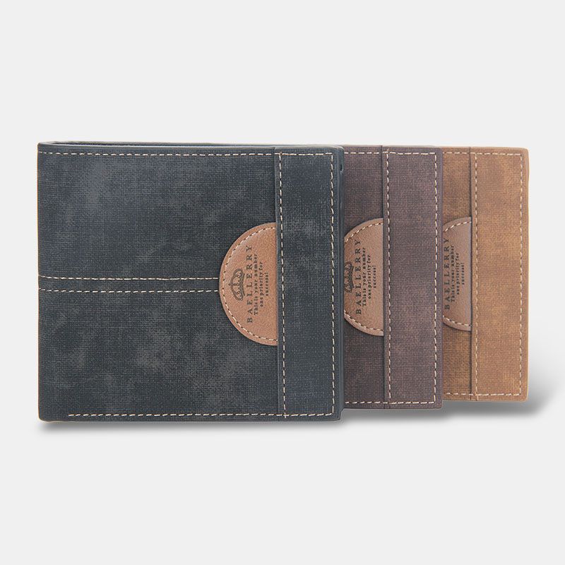 Mannen Dunne Bifold Denim Patroon Pu Lederen Portemonnee Multi-card Slot Kaarthouder Grote Capaciteit Portemonnee