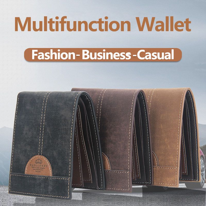 Mannen Dunne Bifold Denim Patroon Pu Lederen Portemonnee Multi-card Slot Kaarthouder Grote Capaciteit Portemonnee