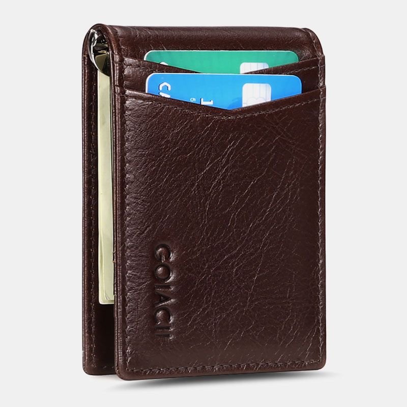 Mannen Echt Leer Bifold Multi-card Slot Kaarthouder Casual Anti-magnetische Korte Portemonnee Portefeuilles