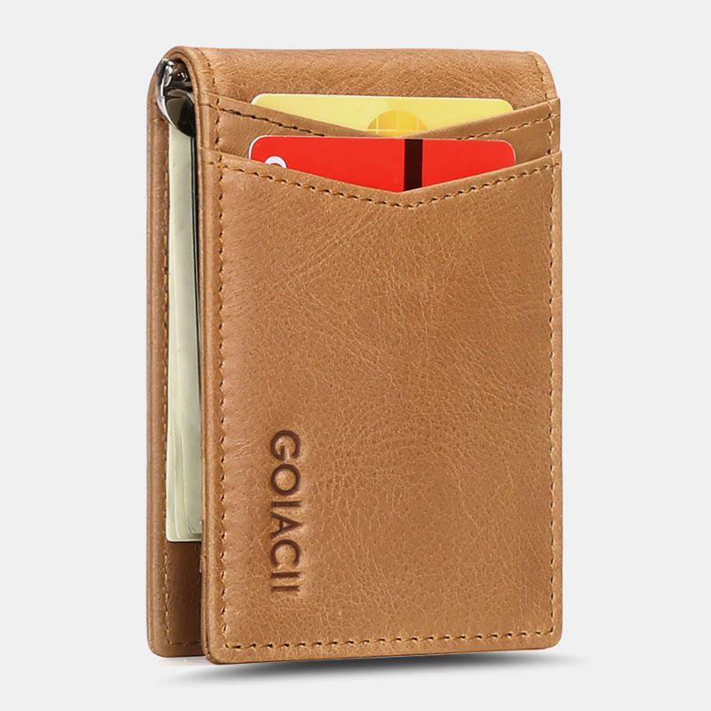 Mannen Echt Leer Bifold Multi-card Slot Kaarthouder Casual Anti-magnetische Korte Portemonnee Portefeuilles