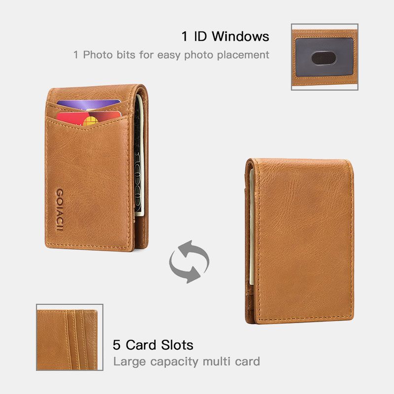 Mannen Echt Leer Bifold Multi-card Slot Kaarthouder Casual Anti-magnetische Korte Portemonnee Portefeuilles