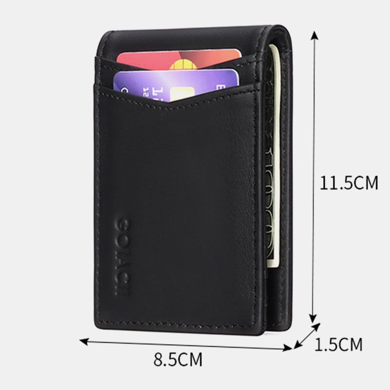 Mannen Echt Leer Bifold Multi-card Slot Kaarthouder Casual Anti-magnetische Korte Portemonnee Portefeuilles