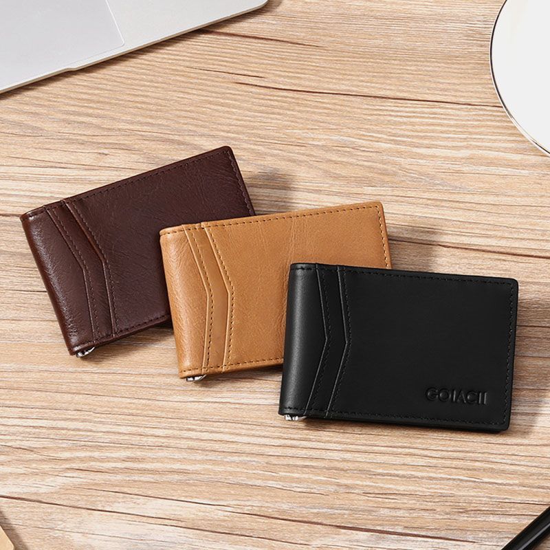 Mannen Echt Leer Bifold Multi-card Slot Kaarthouder Casual Anti-magnetische Korte Portemonnee Portefeuilles