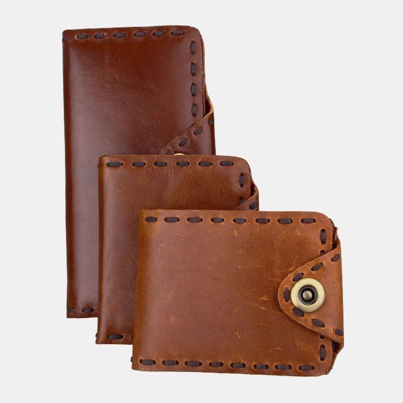 Mannen Echt Leer Bifold Multi-card Slot Retro Koeienhuid Kaarthouder Geld Clip Portemonnee Portemonnee