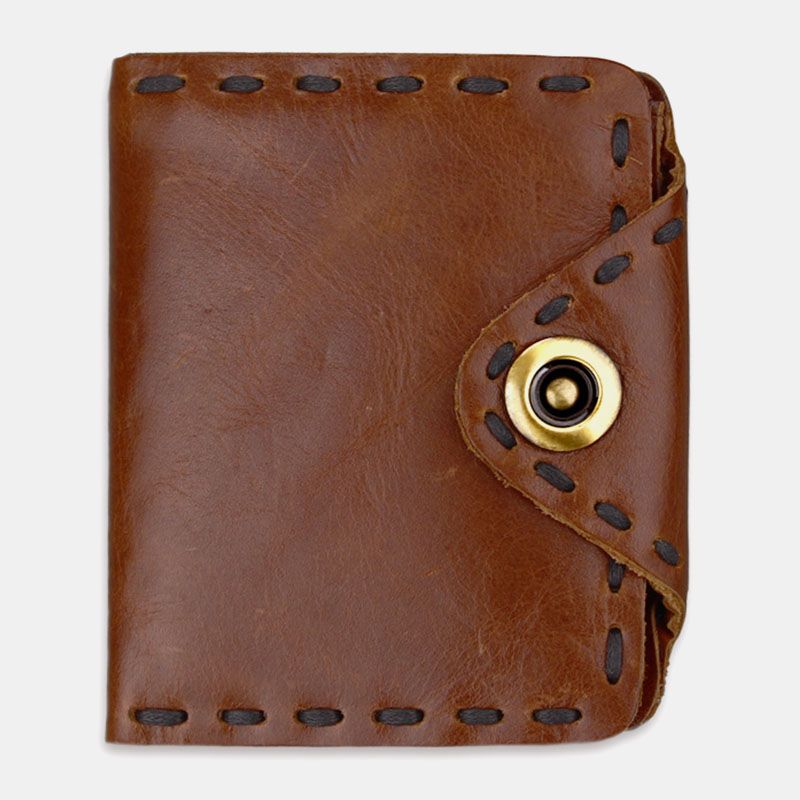 Mannen Echt Leer Bifold Multi-card Slot Retro Koeienhuid Kaarthouder Geld Clip Portemonnee Portemonnee