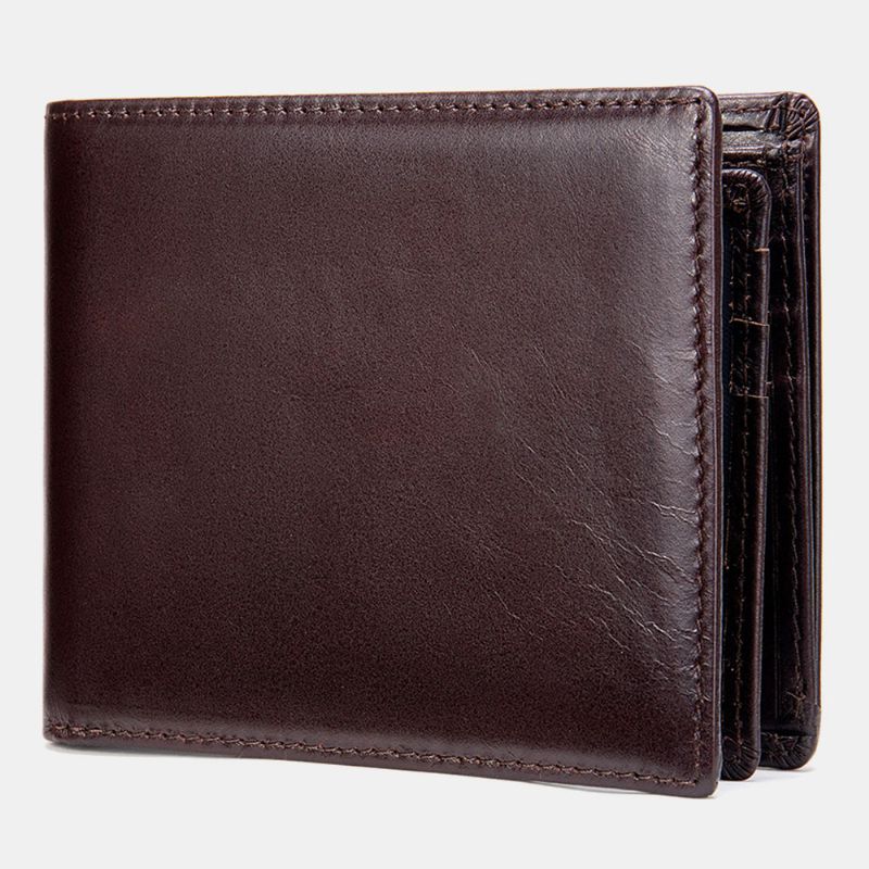 Mannen Echt Leer Korte Bifold Multi-card Slot Id Portefeuilles Card Case Geld Clip Portemonnee Portemonnee