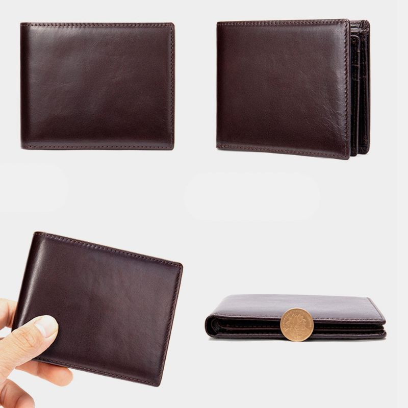 Mannen Echt Leer Korte Bifold Multi-card Slot Id Portefeuilles Card Case Geld Clip Portemonnee Portemonnee