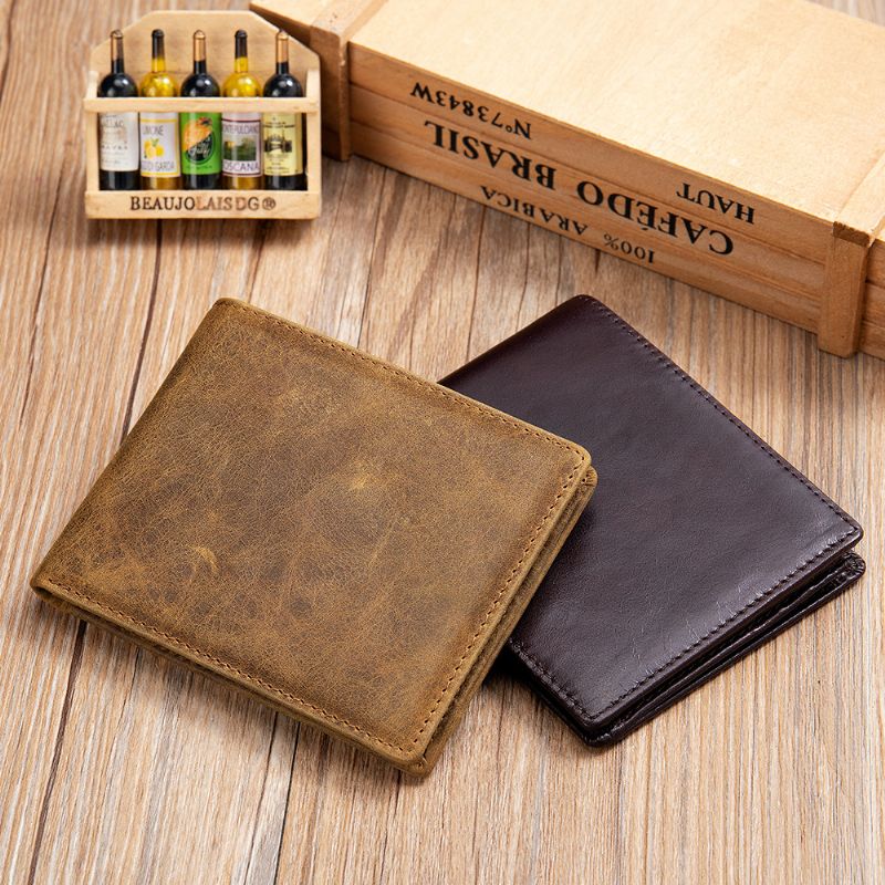 Mannen Echt Leer Korte Bifold Multi-card Slot Id Portefeuilles Card Case Geld Clip Portemonnee Portemonnee