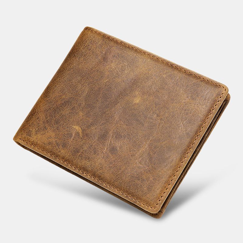 Mannen Echt Leer Korte Bifold Multi-card Slot Id Portefeuilles Card Case Geld Clip Portemonnee Portemonnee