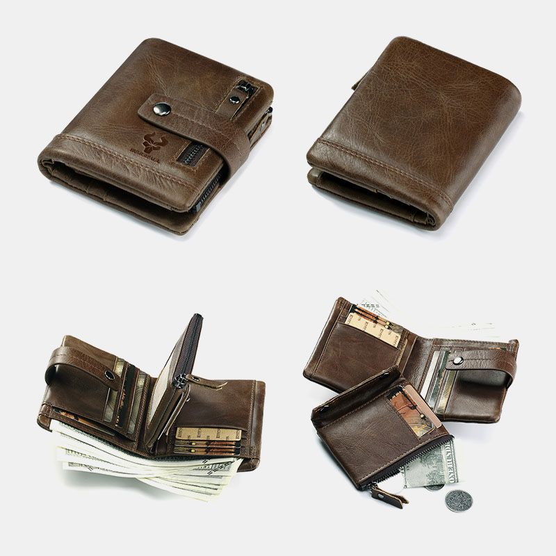 Mannen Echt Leer Multifunctionele Bifold Multi-card Slot Kaarthouder Portemonnee Geld Clip Portemonnee