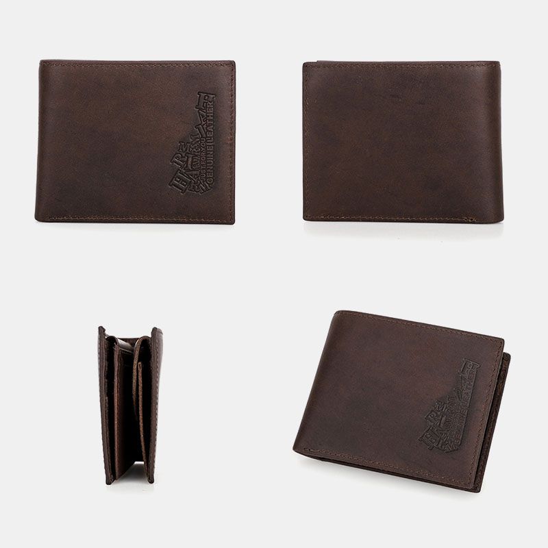 Mannen Retro Anti-magnetische 8 Card Slot Card Case Multifunctionele Korte Bifold Koeienhuid Portefeuilles Geld Clip