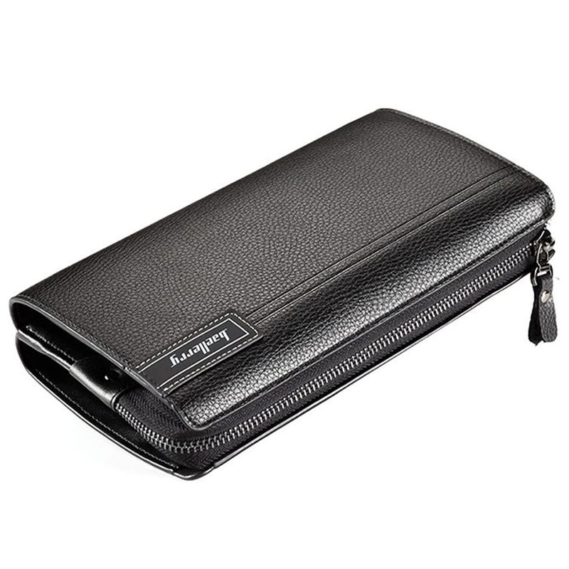 Pu Business Casual Rits Clutch Bag 4 Cash Pockets Portemonnee Voor Heren