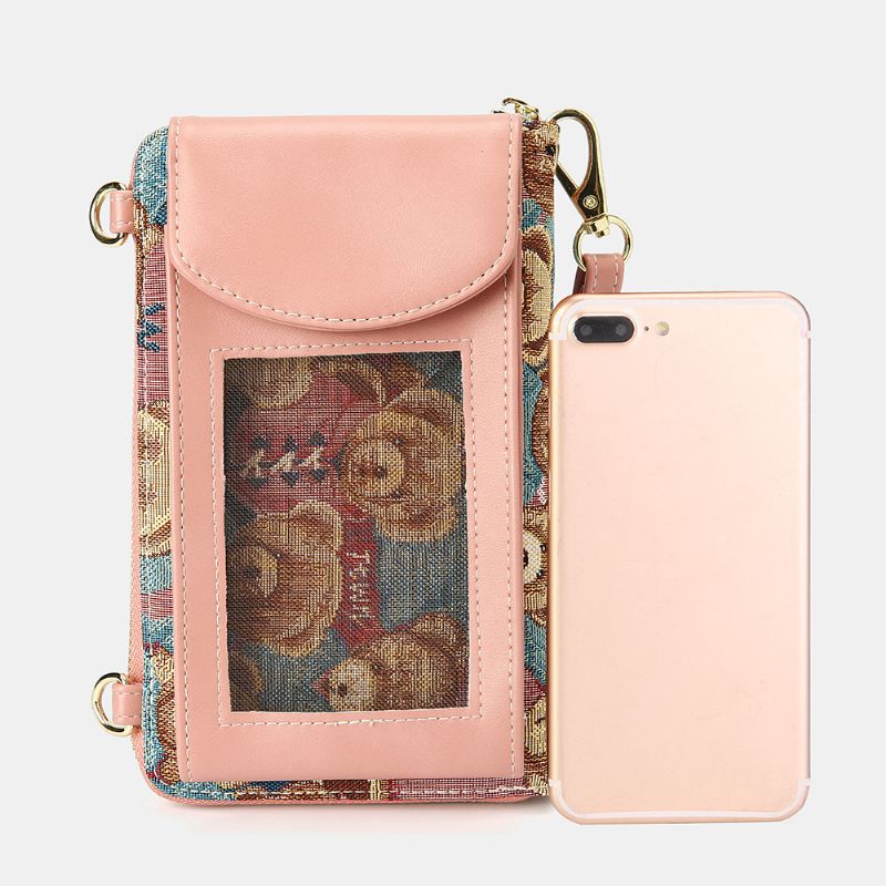 Vrouwen Dragen Patroon 12 Kaartsleuven Telefoon Portemonnee Crossbody Tas Koppelingen Tas