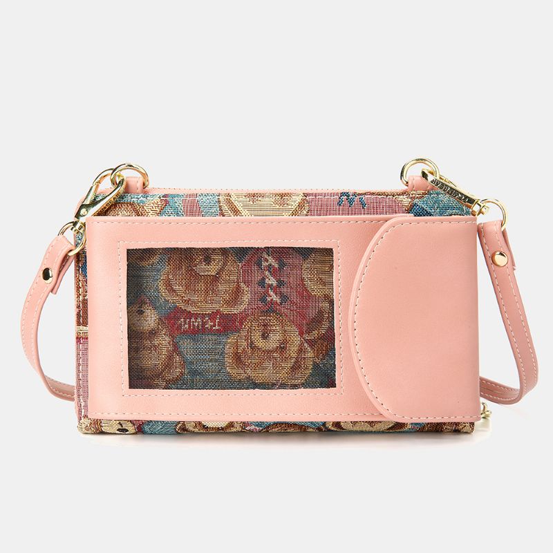 Vrouwen Dragen Patroon 12 Kaartsleuven Telefoon Portemonnee Crossbody Tas Koppelingen Tas