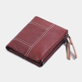 Vrouwen Echt Leer Bifold Hasp Rits Korte Multi-card Slots Portemonnee Geld Clip Portemonnee