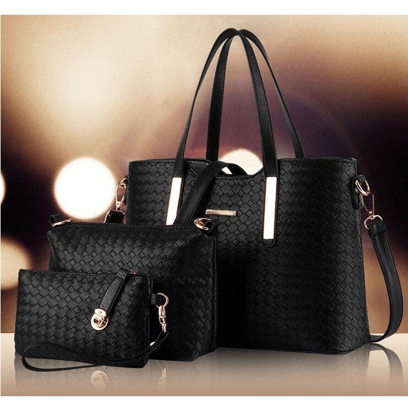 3pcs/set Vrouwen Lederen Satchel Handtas Schouder Messenger Crossbody Tas