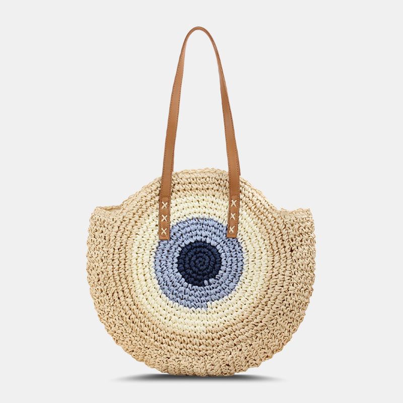 Dames Eenvoud Streep Strozak Handtassen Tote Retro Strandtas