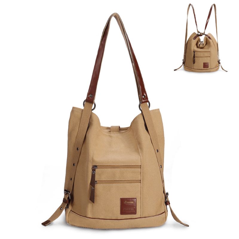 Dames Multi-carry Casual Canvas Handtas Schoudertas Satchel Rugzak