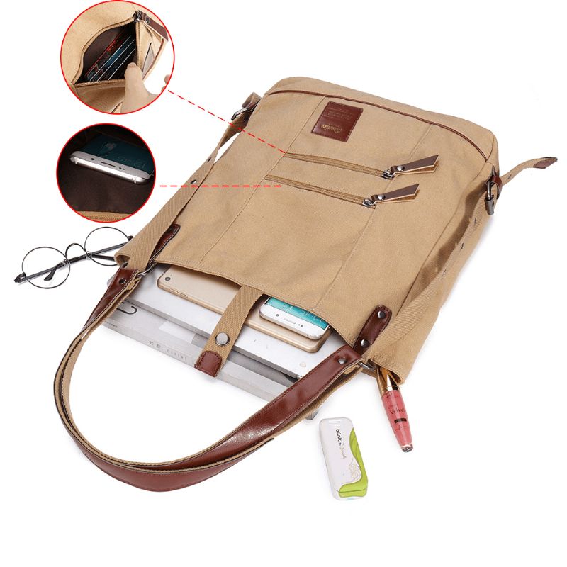 Dames Multi-carry Casual Canvas Handtas Schoudertas Satchel Rugzak