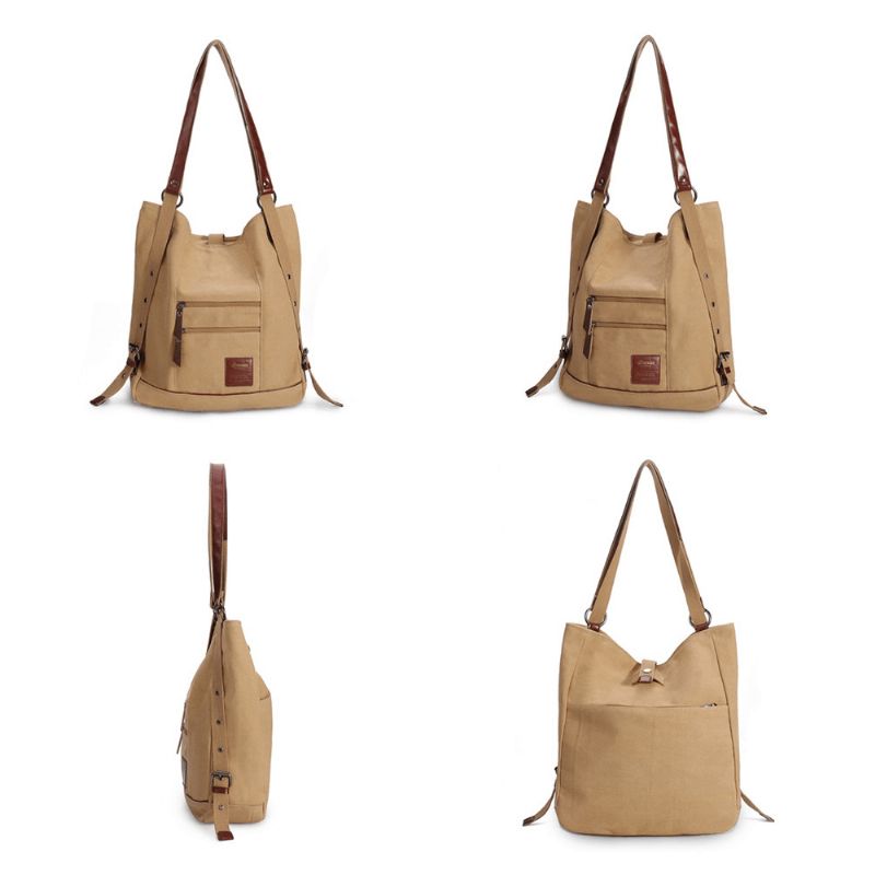 Dames Multi-carry Casual Canvas Handtas Schoudertas Satchel Rugzak